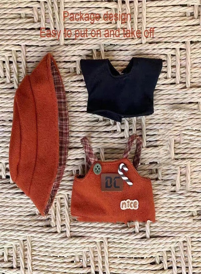 SHENIAFC 17cm Clothes Set, Cute Hat Unique Pocket Design Overalls Dress up Set(NO Doll), Handmade Clothing Designed for 17cm Doll (Brown Set) - Image 3